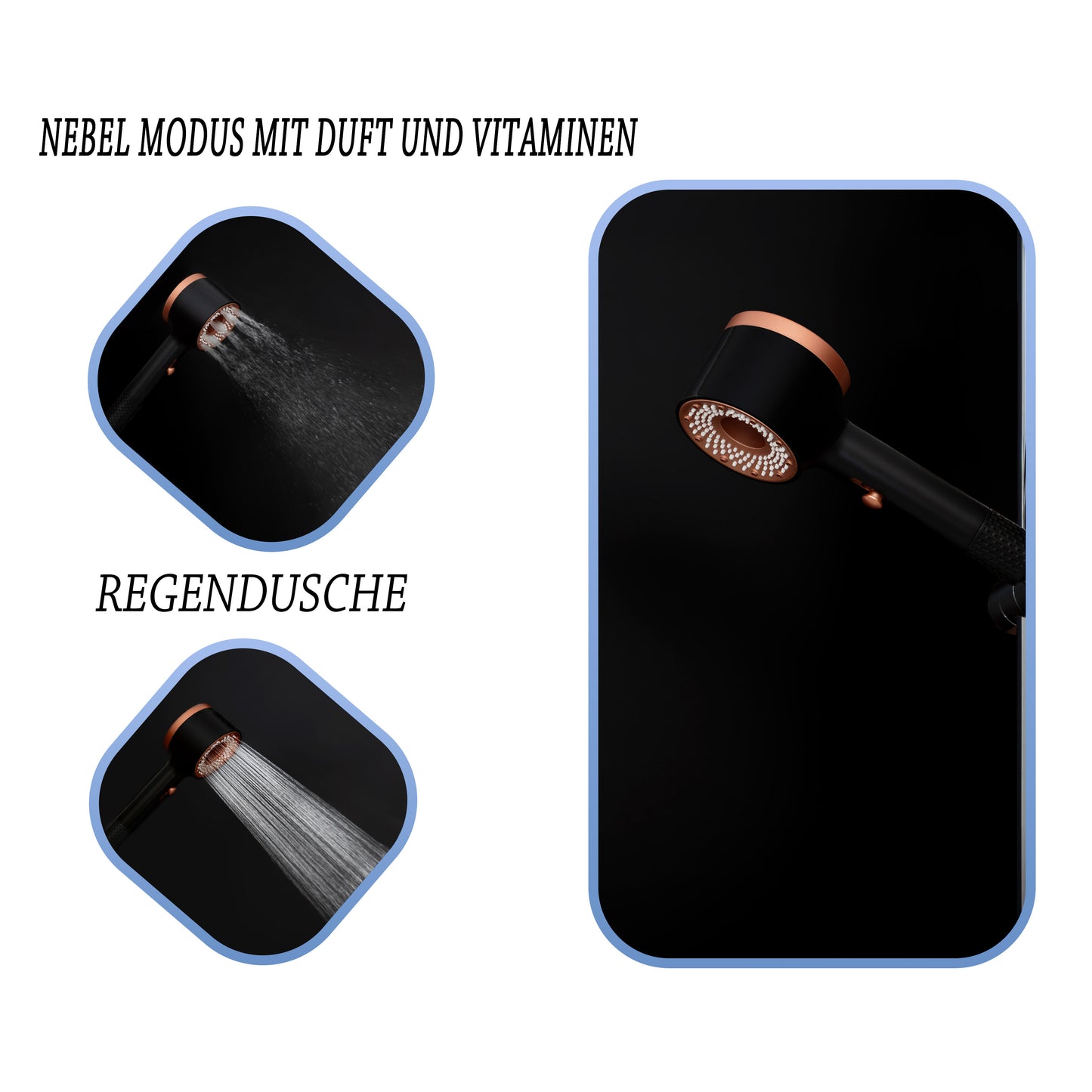 Duschkopf mit Filter gegen Kalk und Aroma Ring