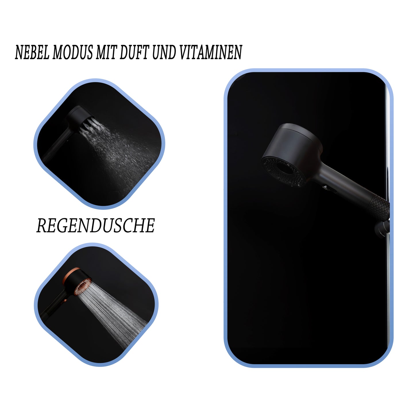 Duschkopf mit Filter gegen Kalk und Aroma Ring