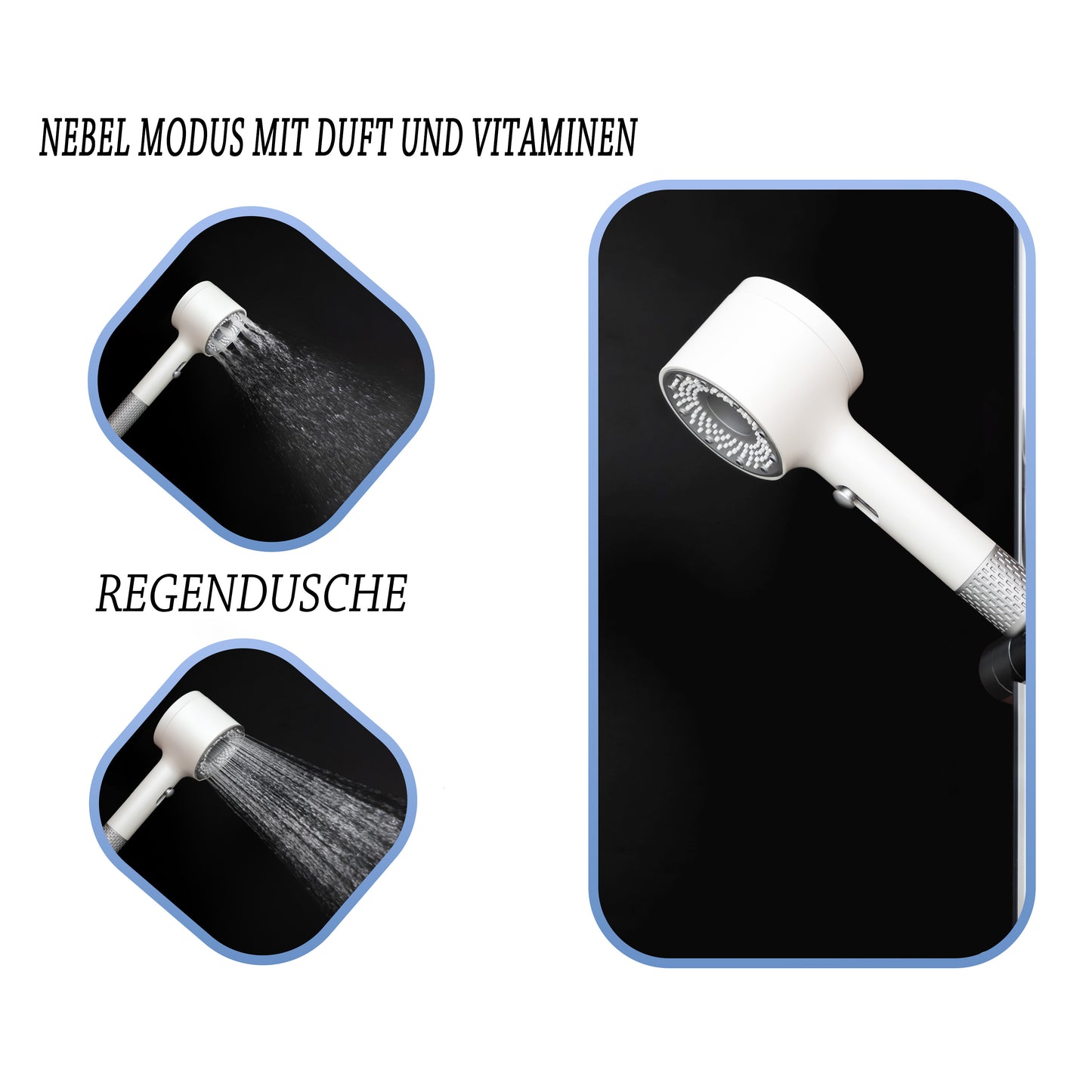 Duschkopf mit Filter gegen Kalk und Aroma Ring